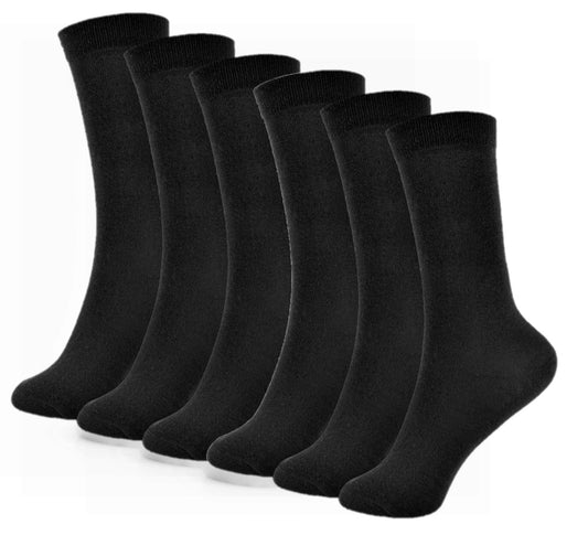 6 Pairs Girls' Cotton-Rich Black Knee High Socks