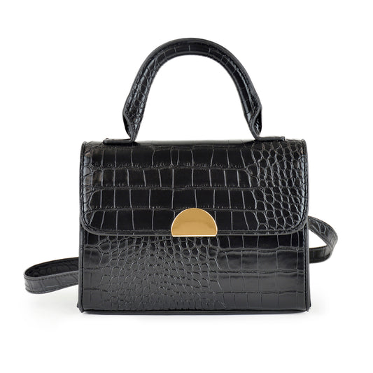 Ladies Mock Croc Cross-Body Grab Handle Handbag