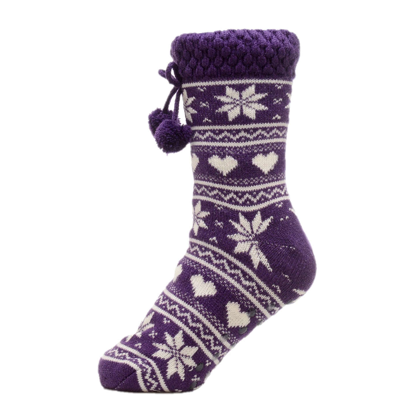 Ladies Slipper Socks Fleece Lined Fair Isle Striped Non-Skid Lounge Socks UK 4-7