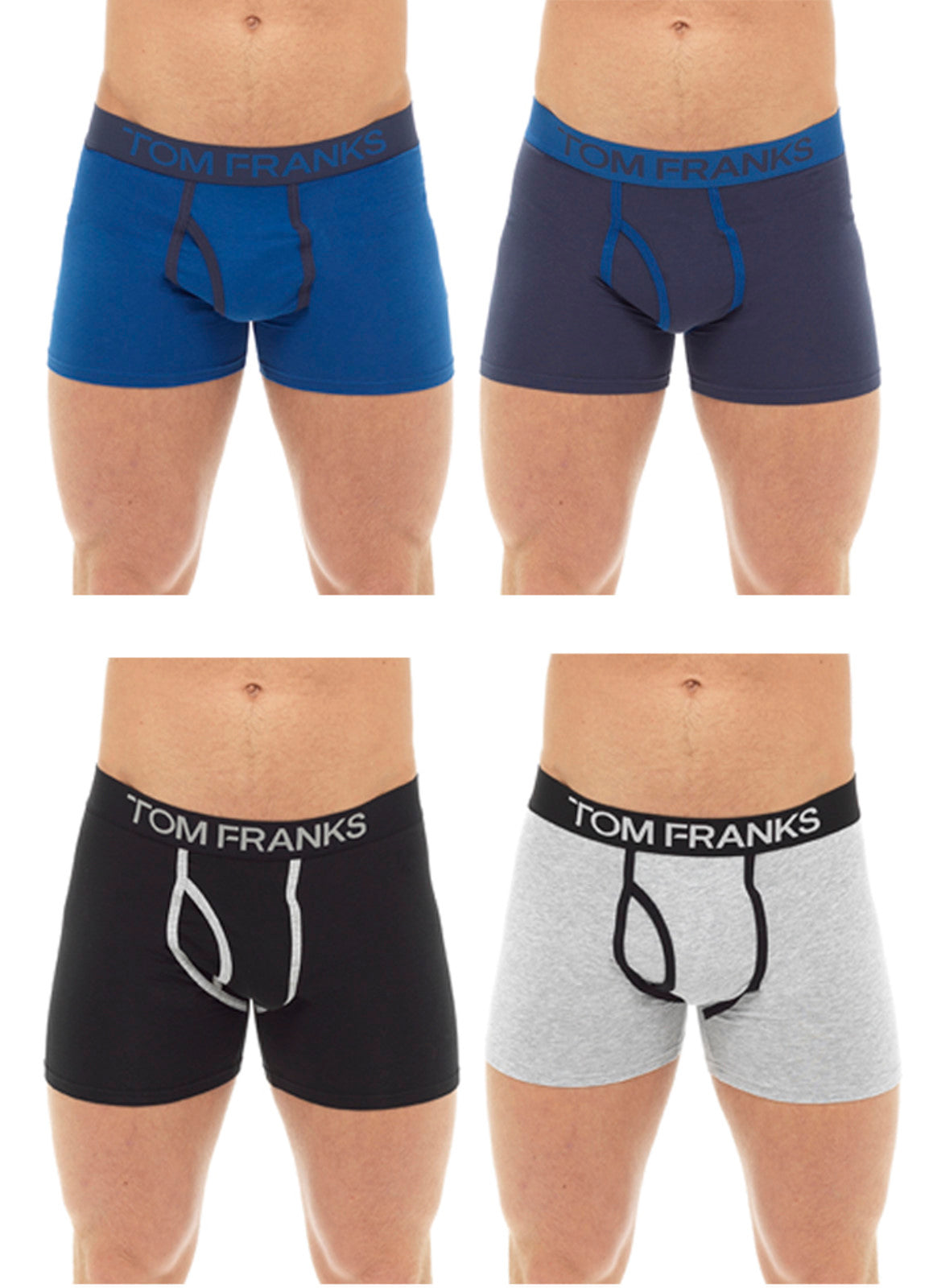 Tom Franks Men's 4 pack Coloured  Keyhole Boxer Trunks