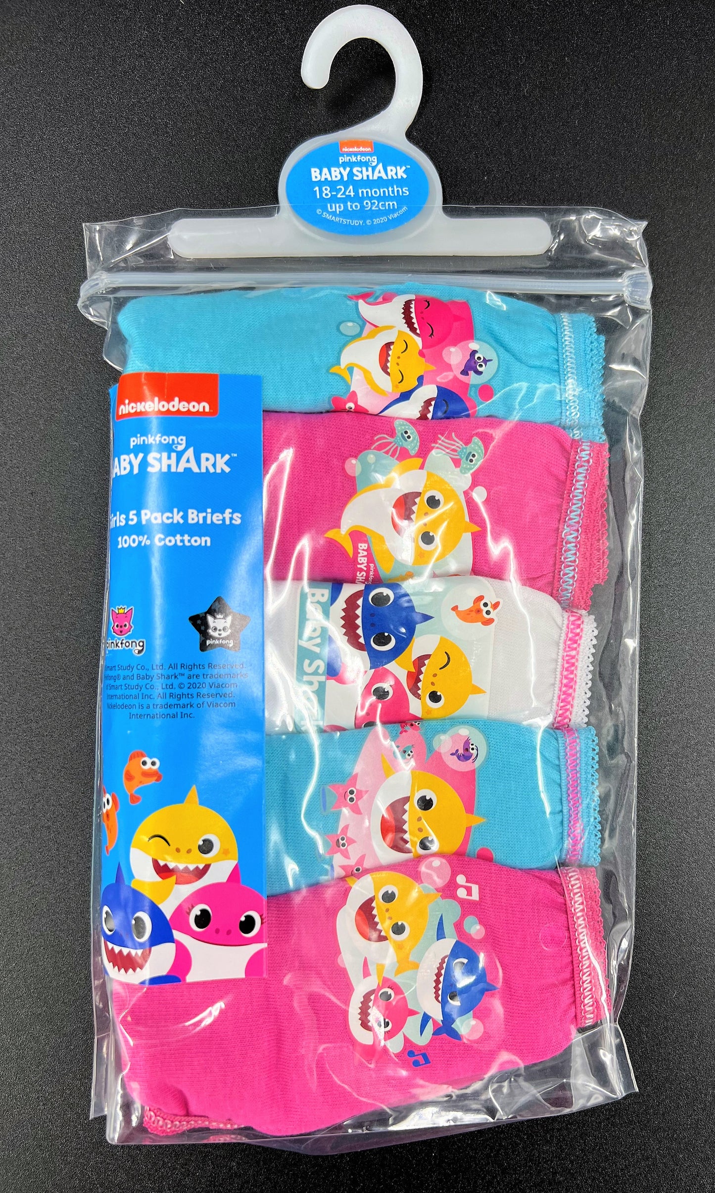 Girls Baby Shark Knickers "Smile" 5pk  1-5 Years Available