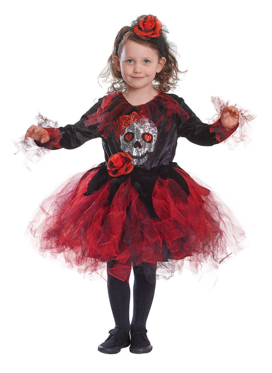 Skull Girls Halloween Tutu Red Fancy Dress Costume 3-8 Years