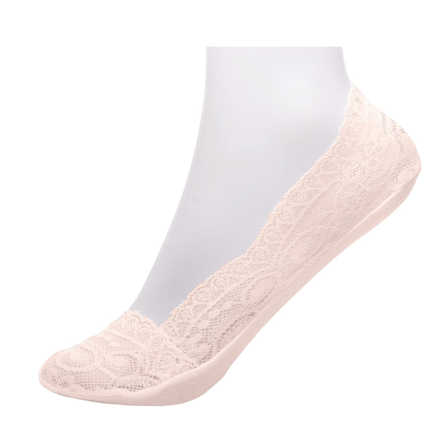 4 Pairs Ladies Cotton Rich Lace No-Show Invisible Shoe Liner Socks with Silicon Support