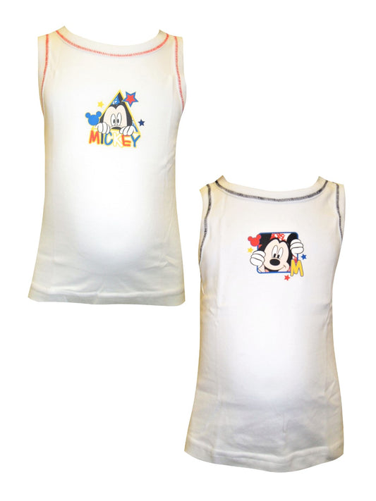 Mickey Mouse 2 Pack Boy's Vests Ages 18 -24 Months