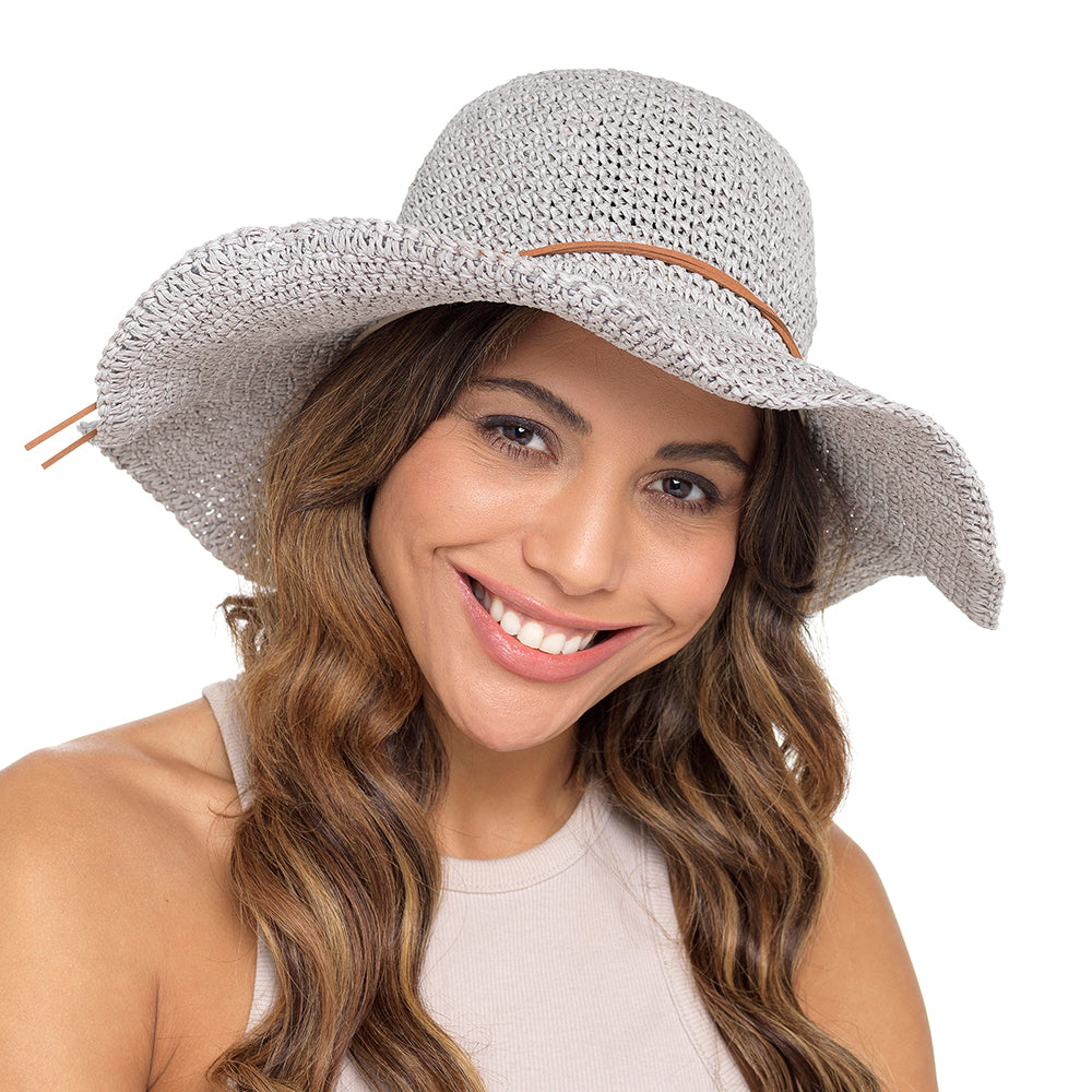 Ladies Wide Brimmed Floppy Straw Summer Sun Hat with Bow Detail