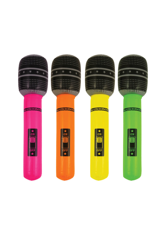 4x Inflatable Microphones Rock / Pop Star Fancy Dress Accessory
