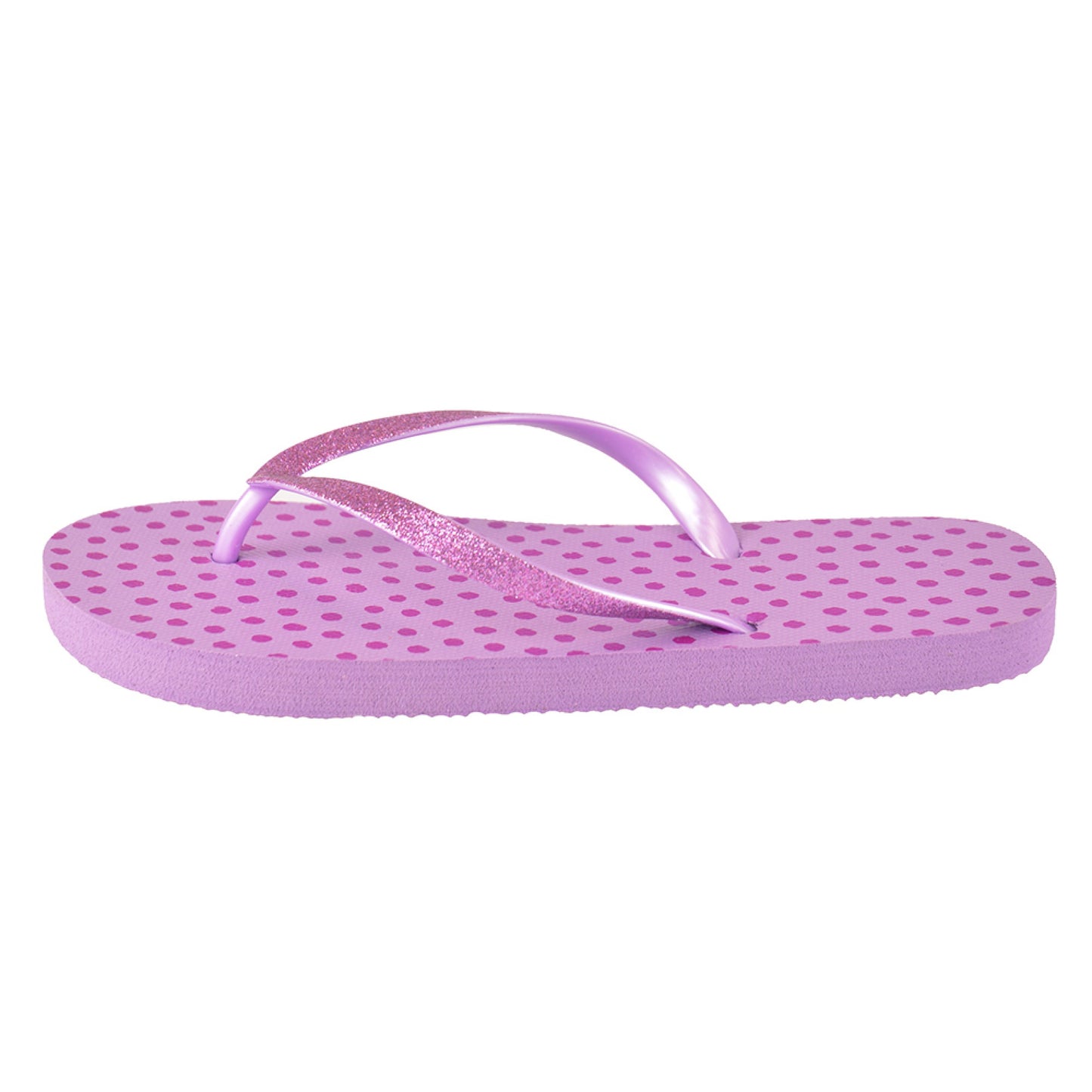 Ladies Glittery Metallic Spot Summer Flip Flops Beach Sandals
