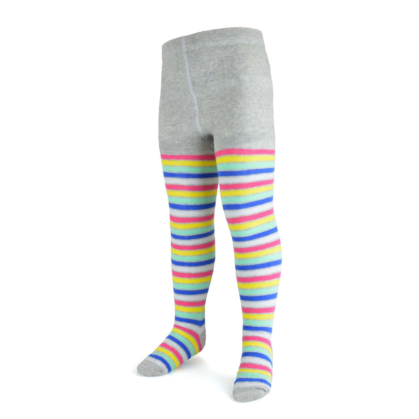 2 Pairs Girls Sparkly Striped Supersoft Cotton Rich Knitted Tights