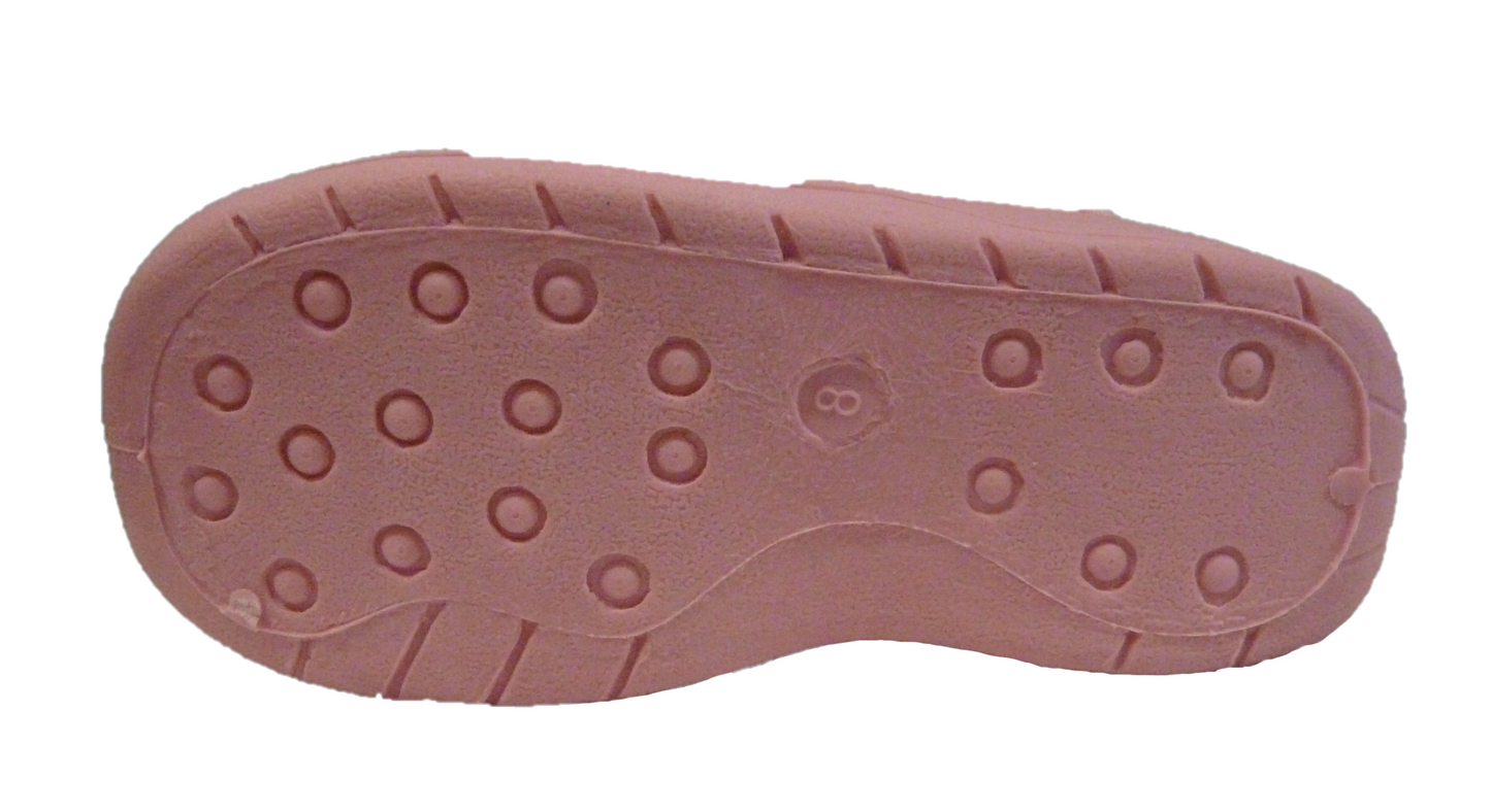 Girls Pink Triceratops Adjustable Strap Fleece Bootie Slippers