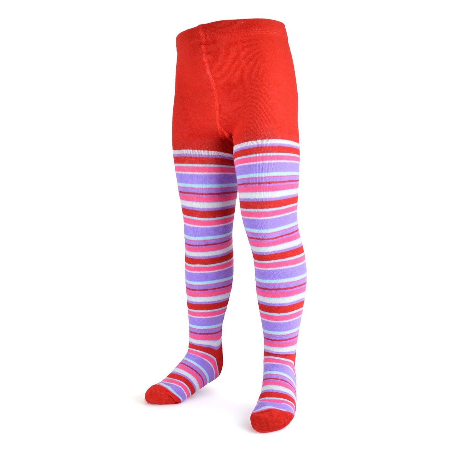 2 Pairs Girls Sparkly Striped Supersoft Cotton Rich Knitted Tights