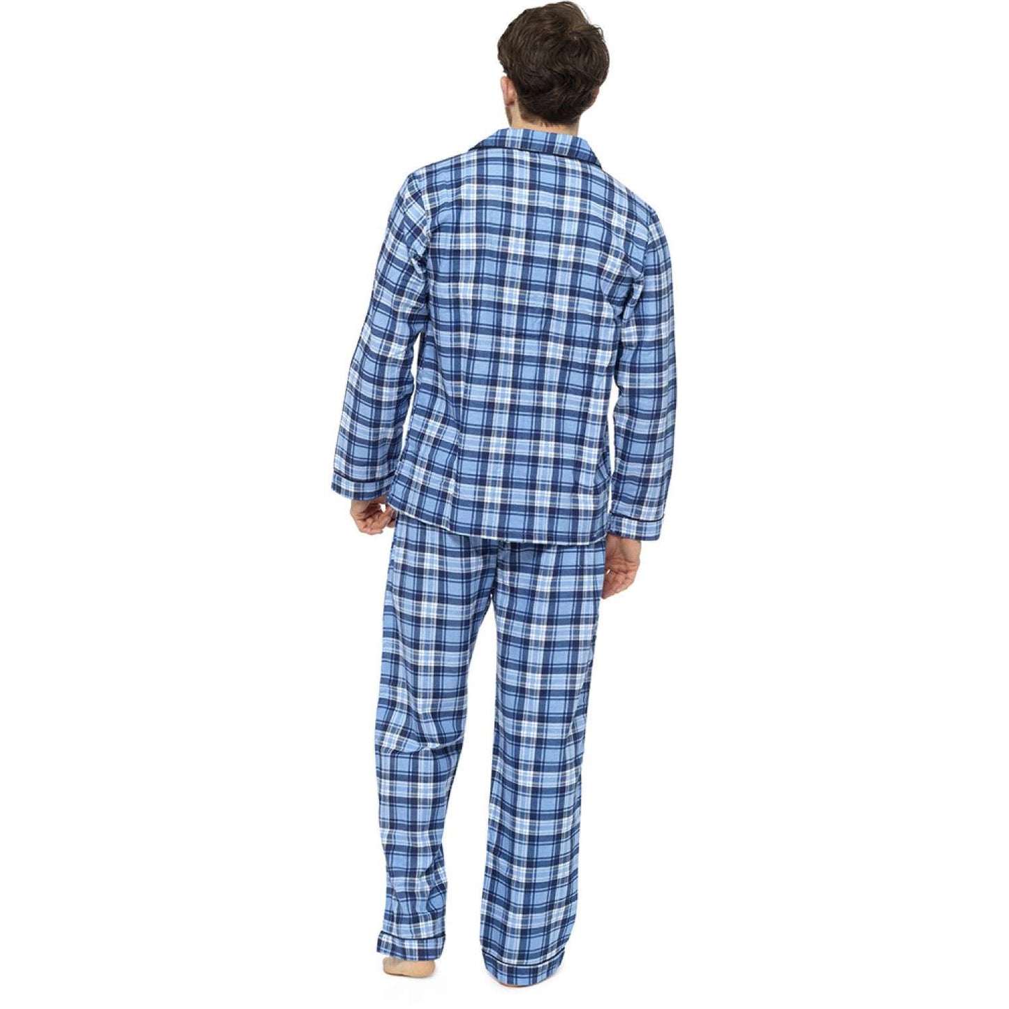 Men's Traditional Style Checked Tartan Brushed Cotton Flannel Pyjamas