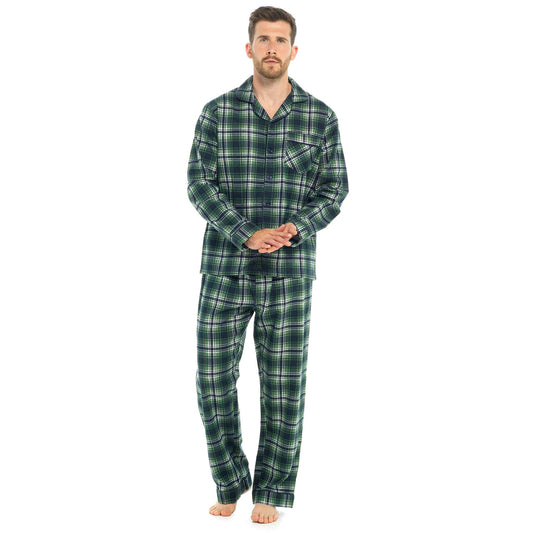 Men's Traditional Style Checked Tartan Brushed Cotton Flannel Pyjamas