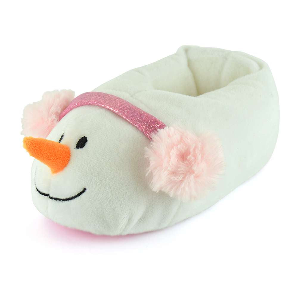 Girls Snowman 3D Plush Novelty Slippers