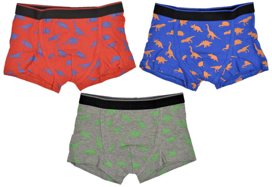 3 Pack Boys Dinosaur Pattern Cotton Boxer Shorts Trunks Underwear