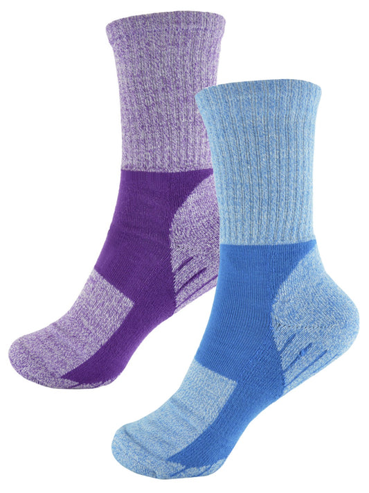 2 Pairs Ladies Trekking Socks UK Size 4-7 (EU: 37-41) With Cushioned heel & sole