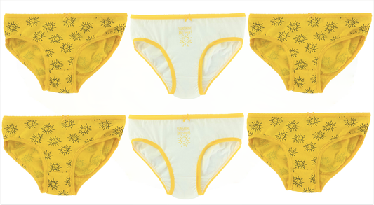 6 Pack Girls "Sunshine and Smiles" 100% Cotton Briefs Knickers Panties Underwear