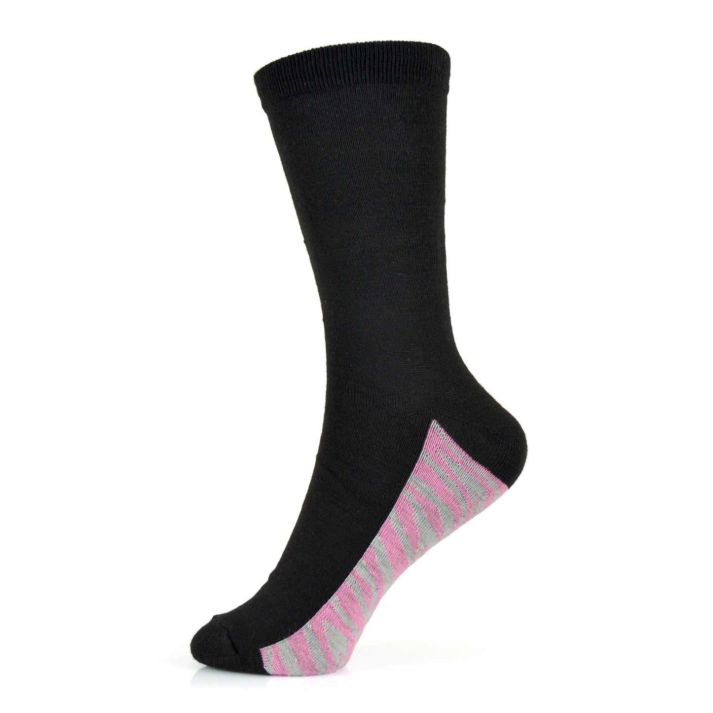 6 Pairs Ladies Black Ankle Socks with Animal Print Soles