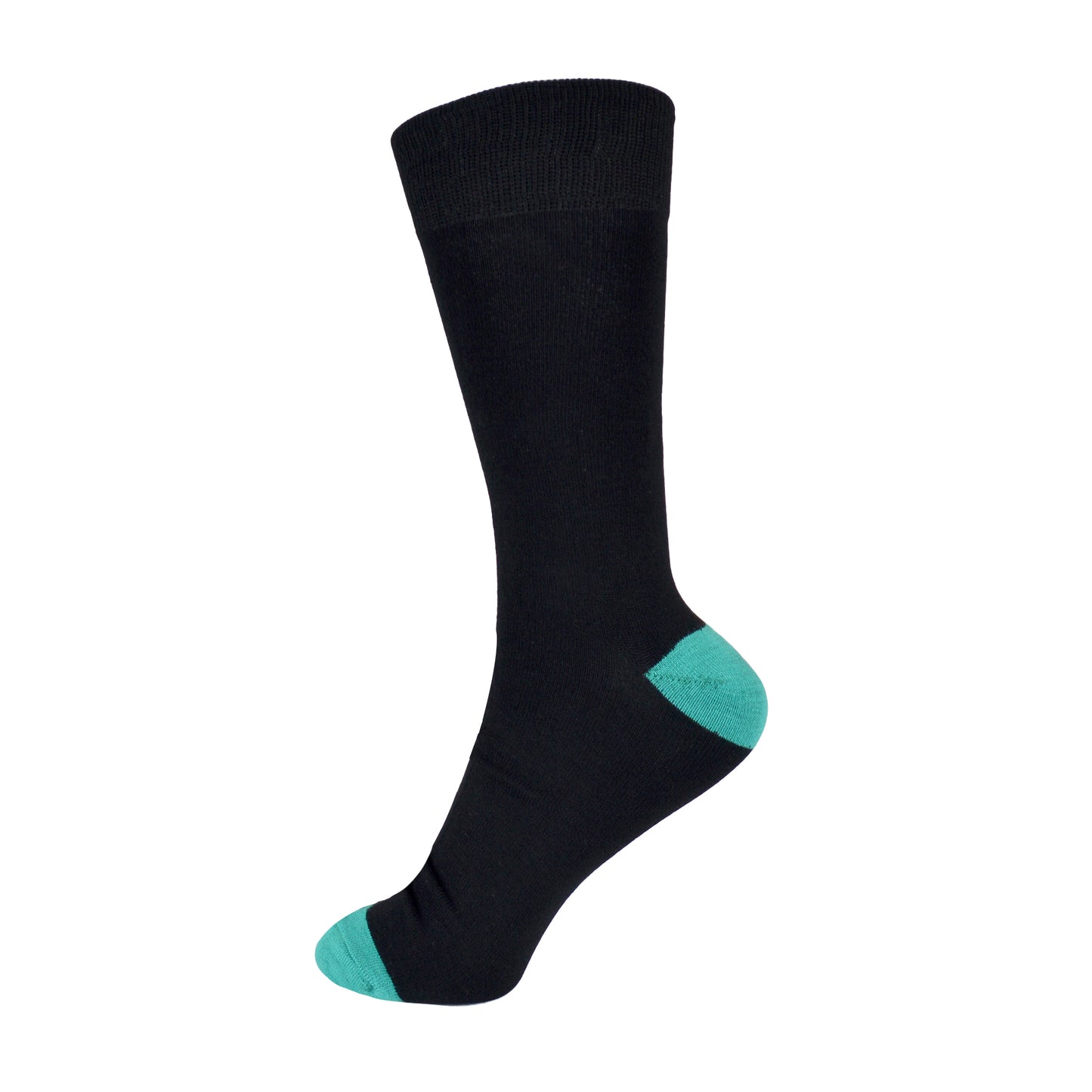 6 Pairs Men's Black Bamboo Socks with Coloured Heels and Toes