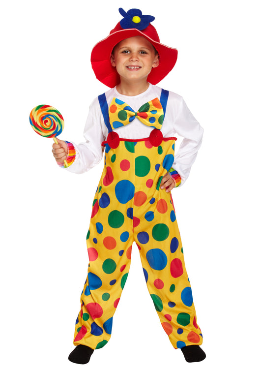 Children's Spotty Clown Fancy Dress Party Costume age 4-11 years
