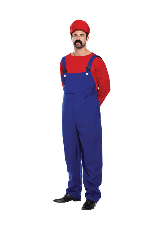 Men's Super Workman Red or Green Fancy Dress Costume