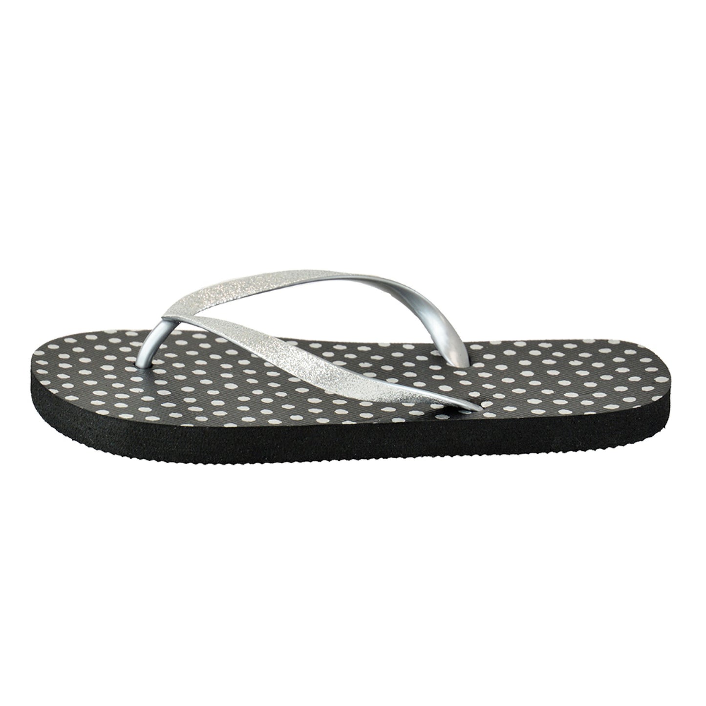 Ladies Glittery Metallic Spot Summer Flip Flops Beach Sandals