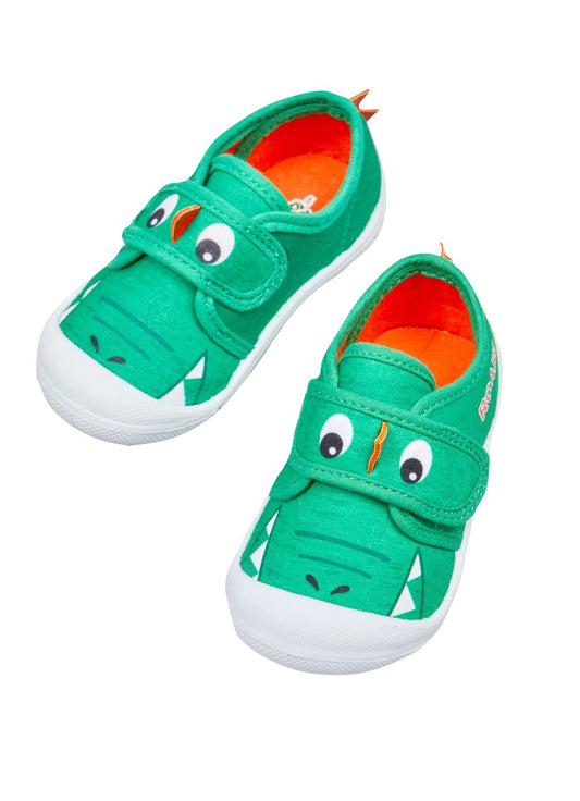 Boys Dinosaur Trainers Easy Fasten Fabric Bumper Shoes