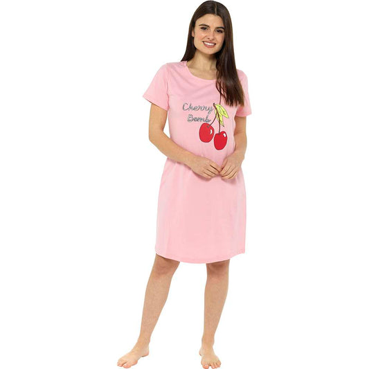 Ladies "Cherry Bomb" Short Sleeve Nightie