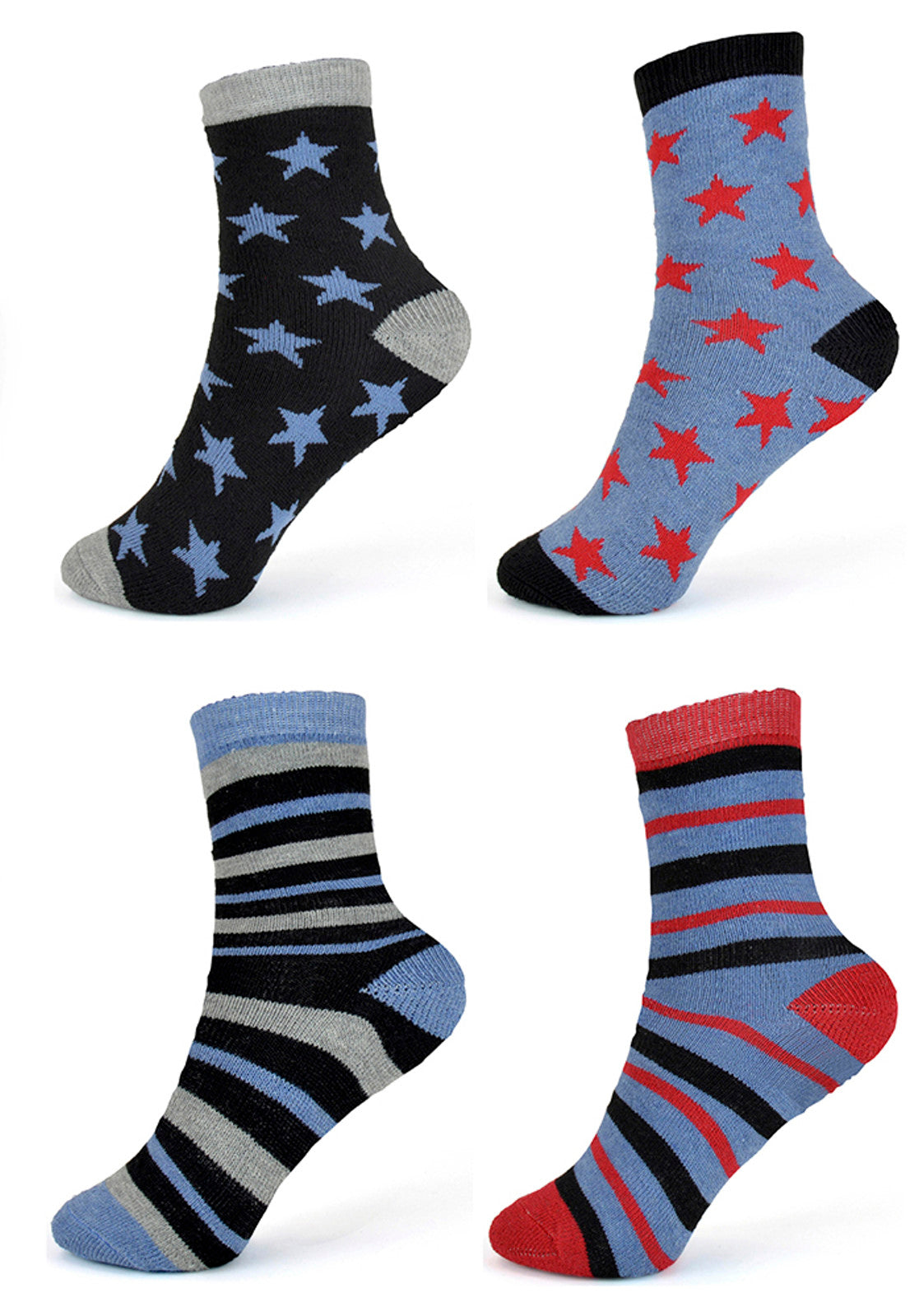 Boys 4 Pack Thermal Stars And Stripes Socks