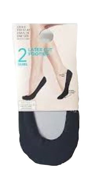 4 Pairs Ladies Black Laser Cut Footies with Silicone Support - UK 4-7