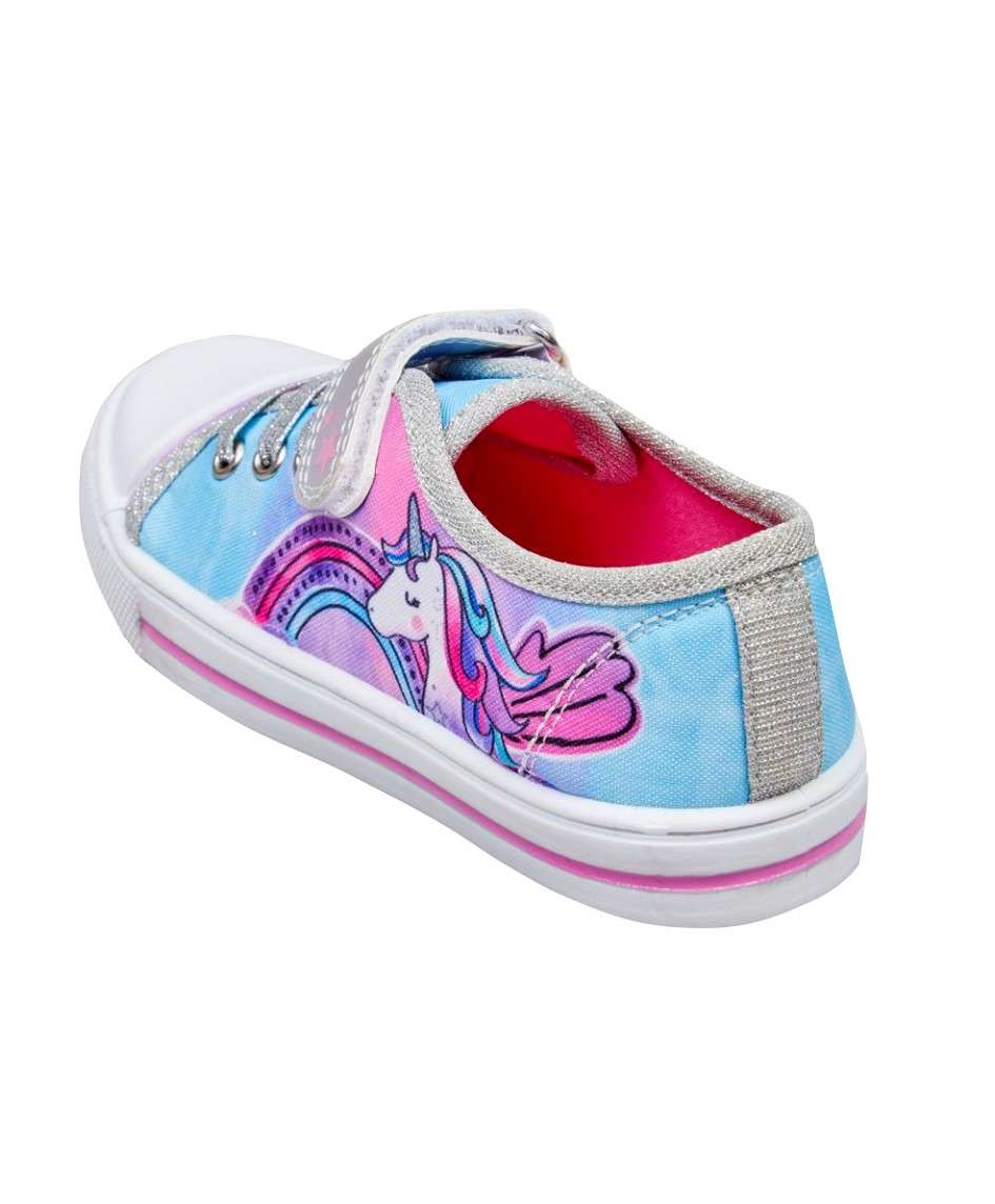 Girls Unicorn Print Canvas Pumps Lowtop Trainers