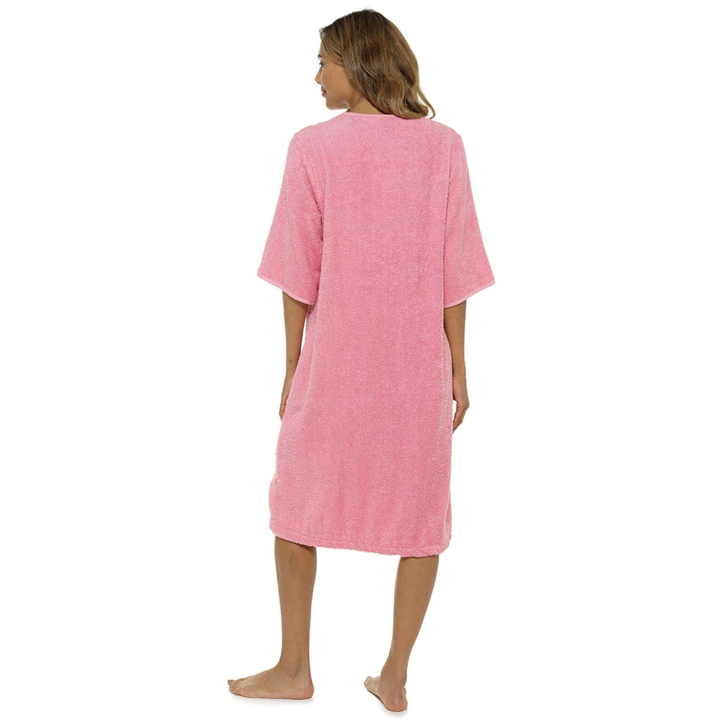 Ladies 100% Cotton Terry Towelling Zip Up Bath Robe Dressing Gown House Coat