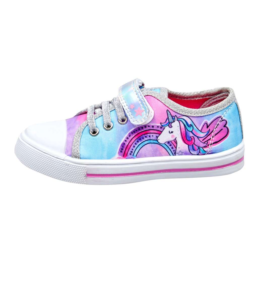 Girls Unicorn Print Canvas Pumps Lowtop Trainers