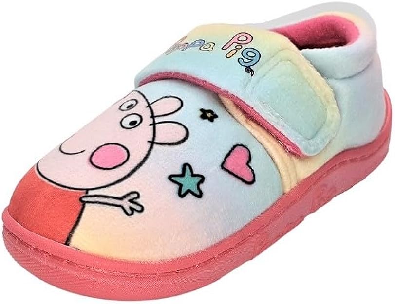 Peppa Pig Girls' Ombre Rainbow Easy Close Pink Slippers