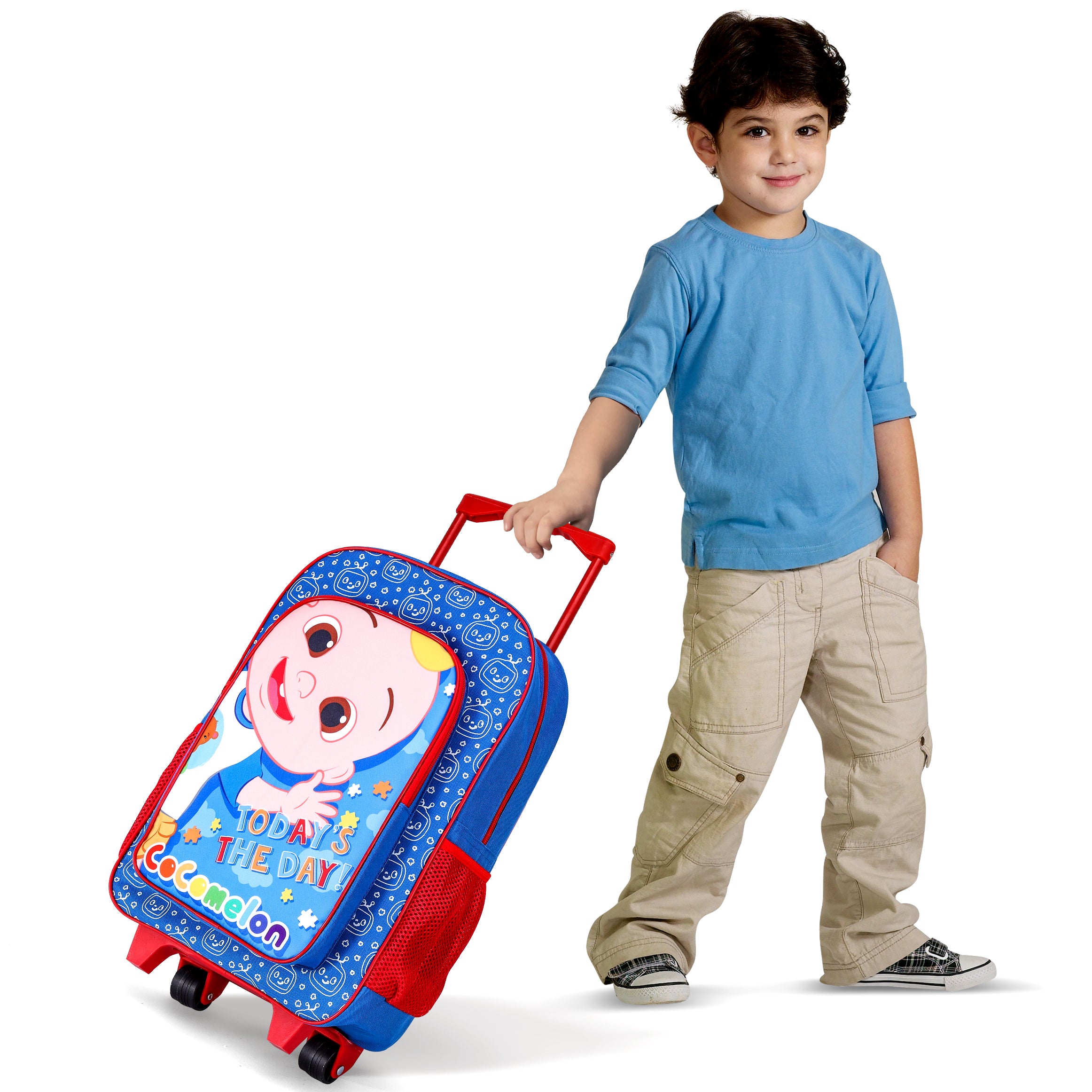 Cocomelon Kids Wheeled Trolley Backpack Bag Luggage Holidays School thingimijigs shop