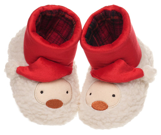 Baby Christmas Bootees Cream Faux Fur Red Velour Santa Slippers Pram Shoes