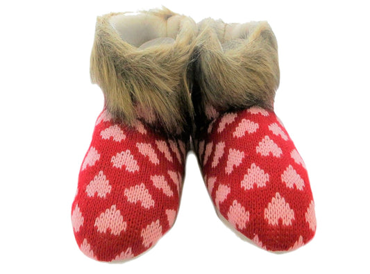 Girl's Faux Fur Trim Bootie Style Slippers 2 Colours Sizes 9-3 Available