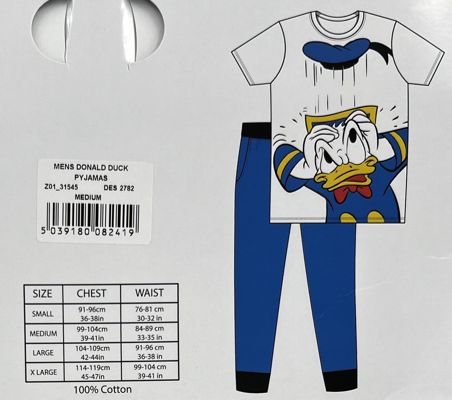 Donald Duck Men's Pyjama Set Size S-XL. Great Gift Idea