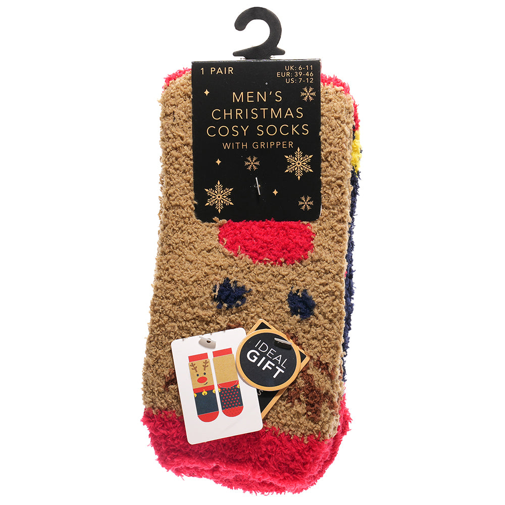 Men’s 3 Pack Christmas Slipper Socks Warm Cosy Gripper Festive Gift Secret Santa
