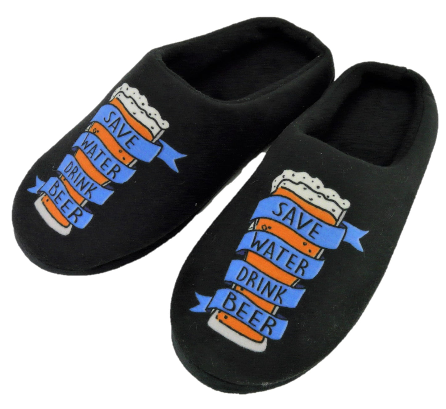 Men’s Novelty Mule Slippers “Save Water Drink Beer”