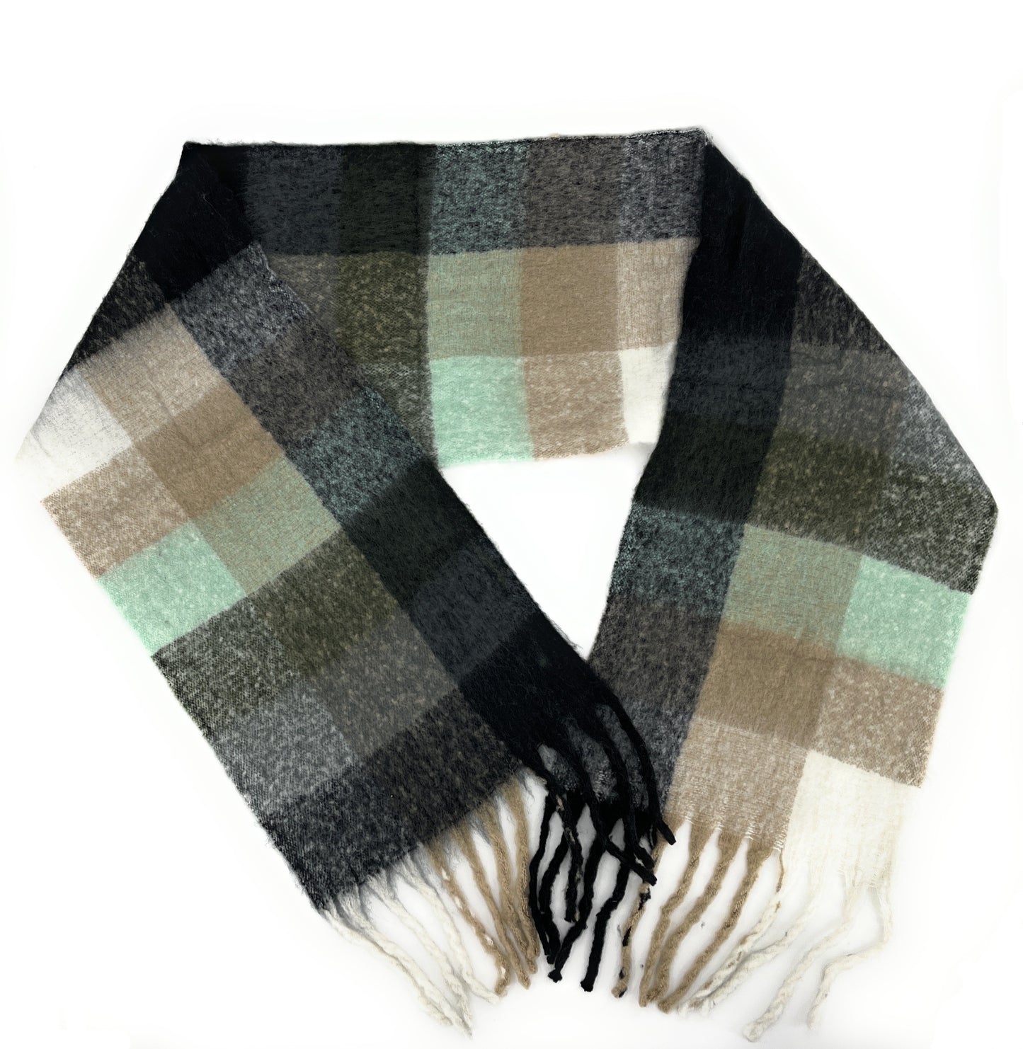 Ladies Supersoft Checked Blanket Scarf with Tassels