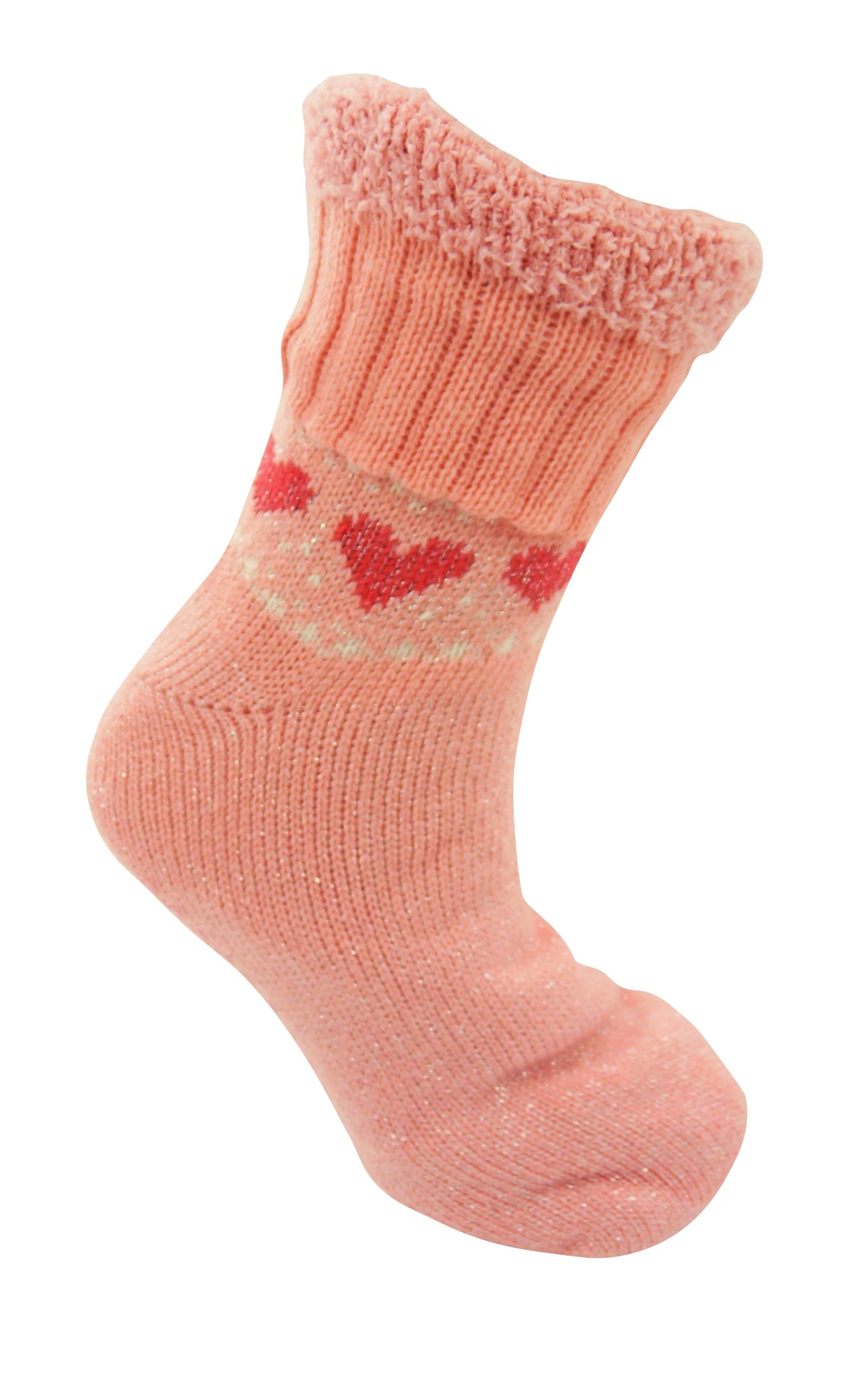 Ladies Heart Patterned Non Skid Slipper Socks Size 4-6