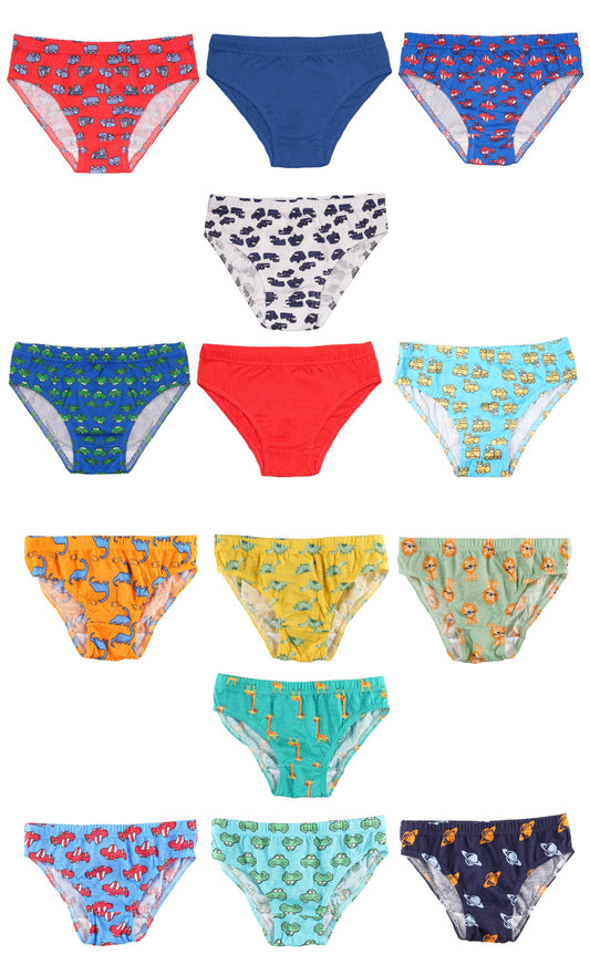 Boys' 7 Pack Briefs – Soft Jersey Underpants with Various Prints – OEKO-TEX Cert