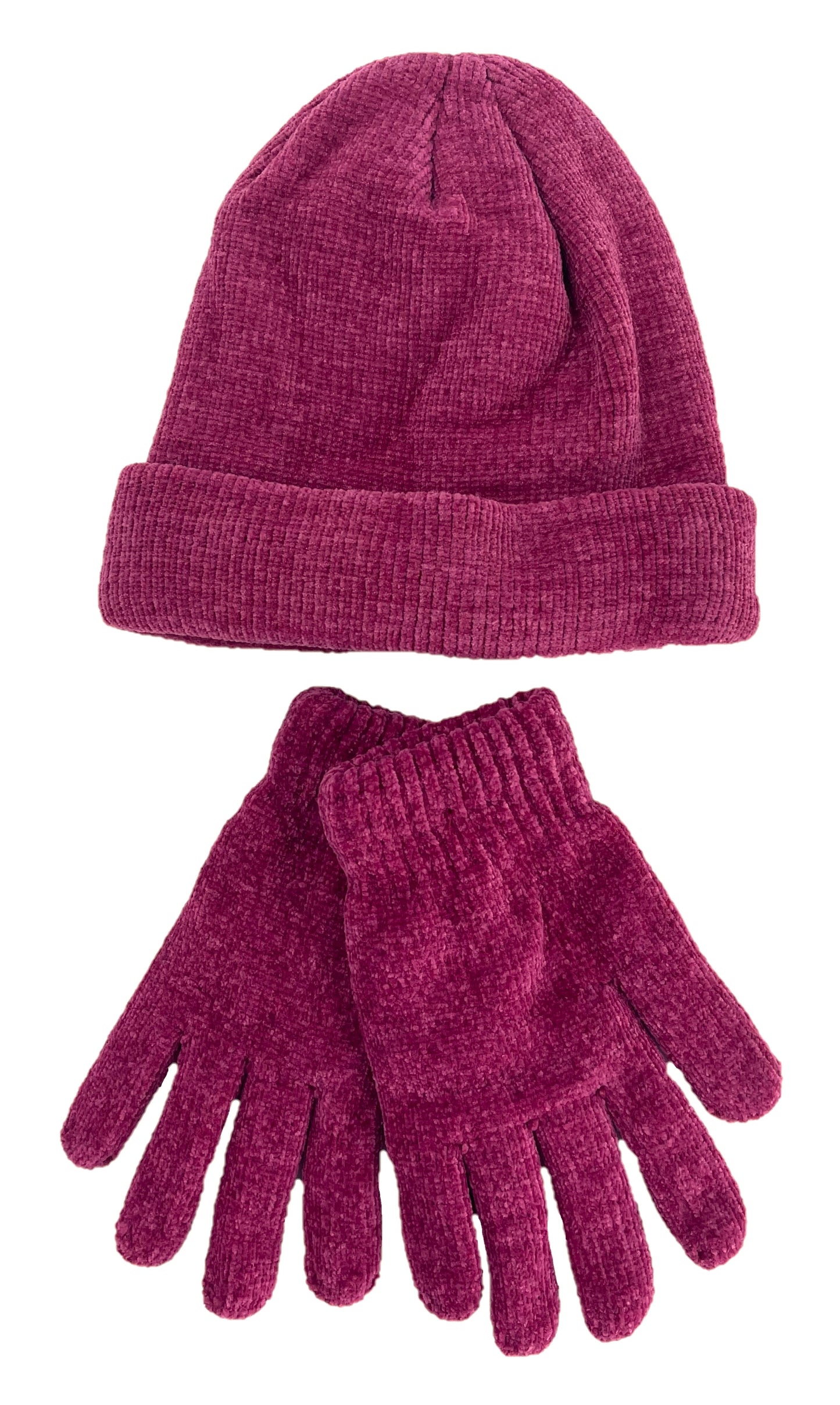 Ladies Soft Chenille Thermal-Lined Hat & Gloves Set