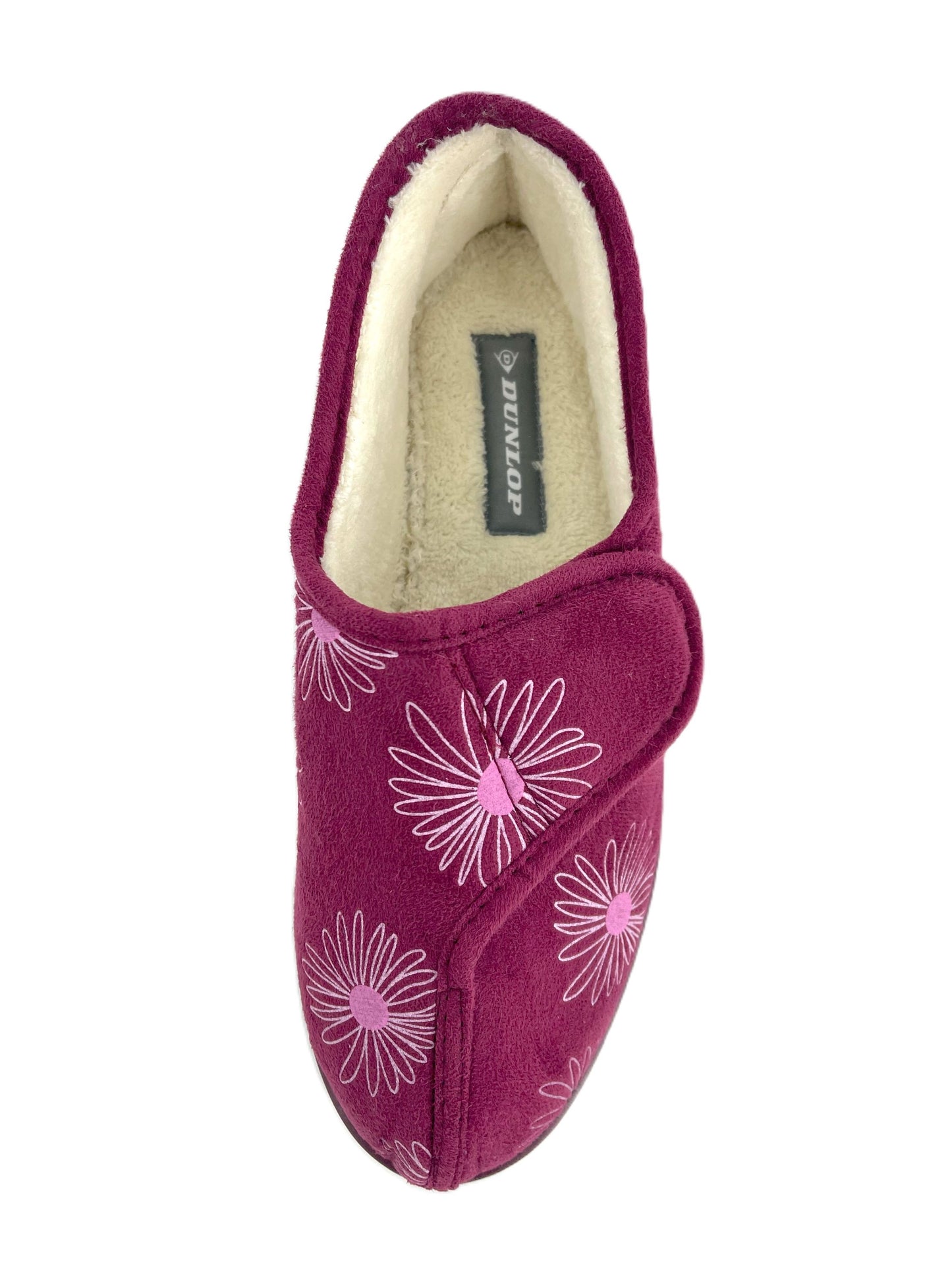 Dunlop Ladies' Memory Foam Slippers Daisy Print - Easy Access - Adjustable Strap - Machine Washable - UK 3-8 - Blueberry or Plum