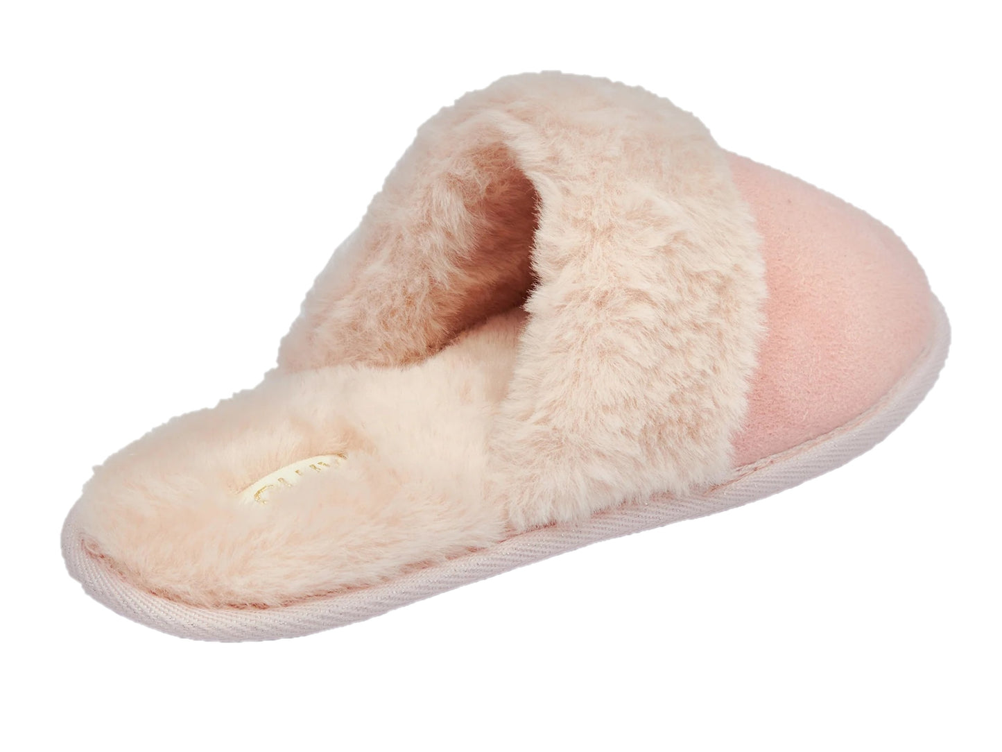 Cosy Pink Mule Slippers for Women with Faux Fur Lining & Trim, Memory Foam Cushioned Footbed, Comfortable Non-Slip Sole, Ladies Cosy Warm Suédette Mules, UK Sizes 3-8