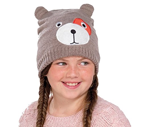 Girls Beanie Hat Teddy Bear Face Knitted Winter Different Colours