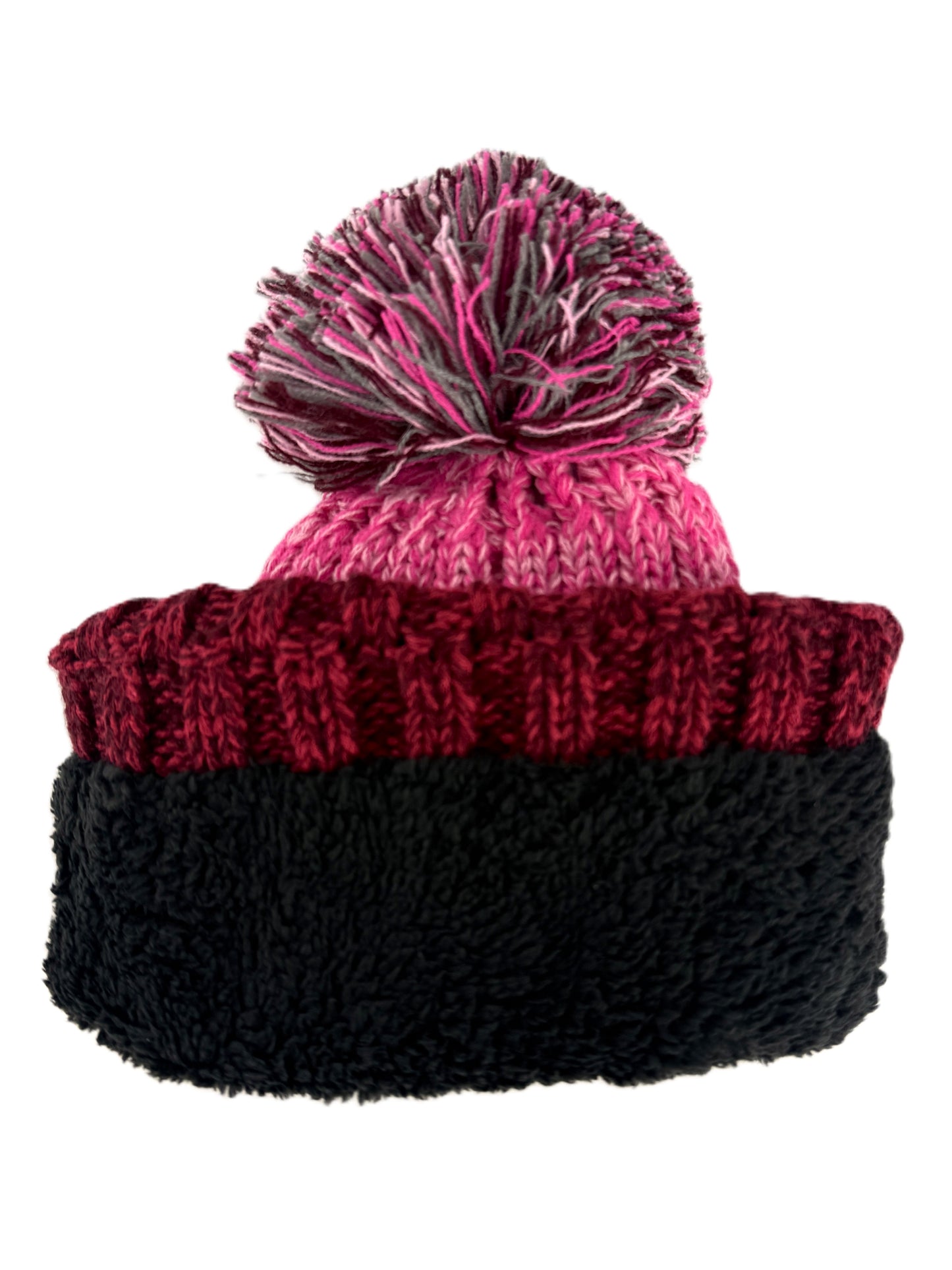 Ladies Fleece Lined Beanie Pom Pom Warm Knitted Winter Sherpa Cosy Hat