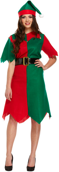 Ladies Christmas Elf Fancy Dress Xmas Costume