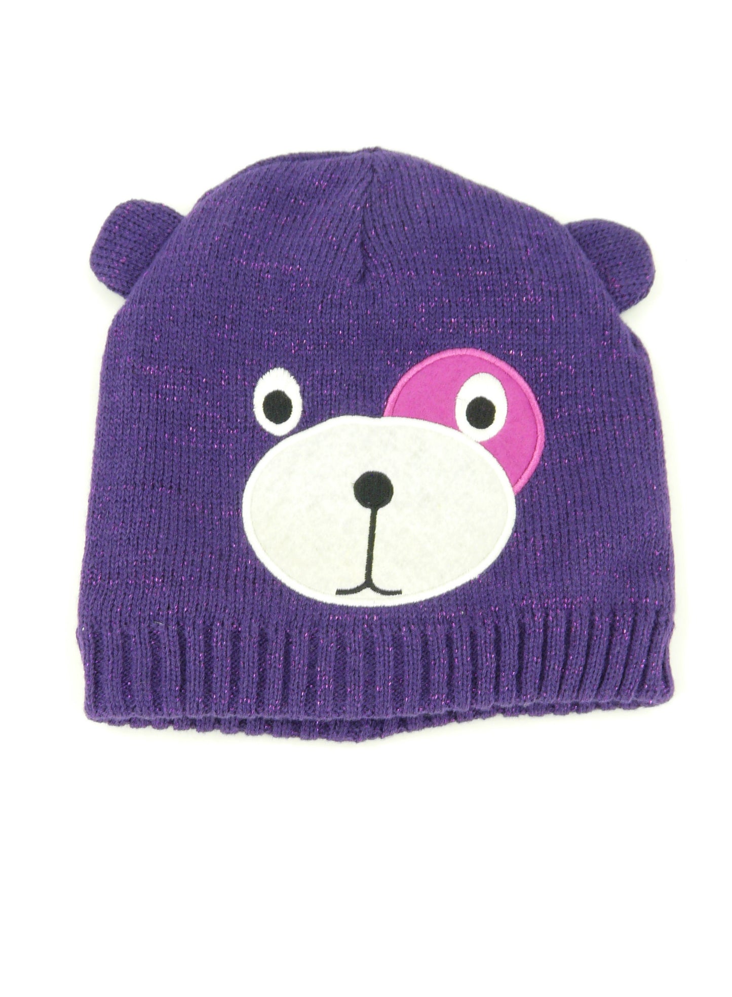 Girls Beanie Hat Teddy Bear Face Knitted Winter Different Colours