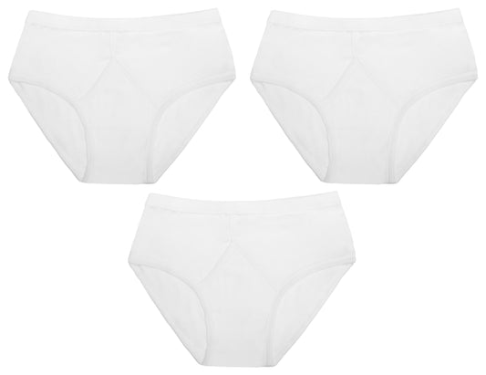 3 Pairs Men's Keyhole Briefs Classic White Cotton Jersey Y-Fronts Underpants OEKO-TEX Certified